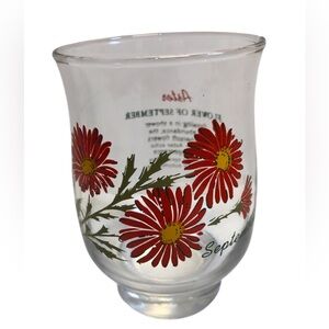 Vintage Footed glass Flower of the Month Floral Glass SEPTEMBER